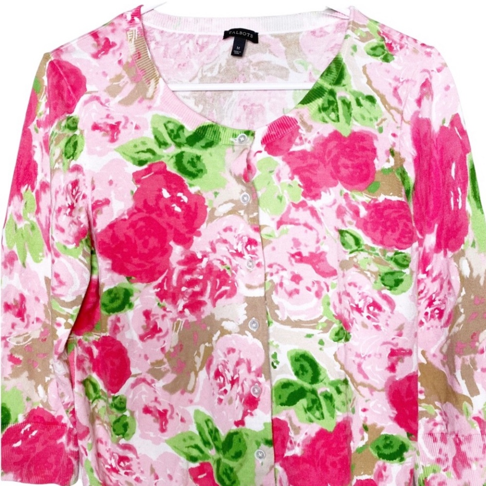 Talbots Floral print cartigan blouse